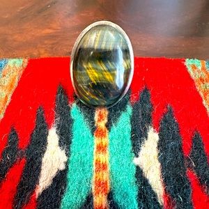 Vintage Sterling Silver Blue Tigers Eye Ring